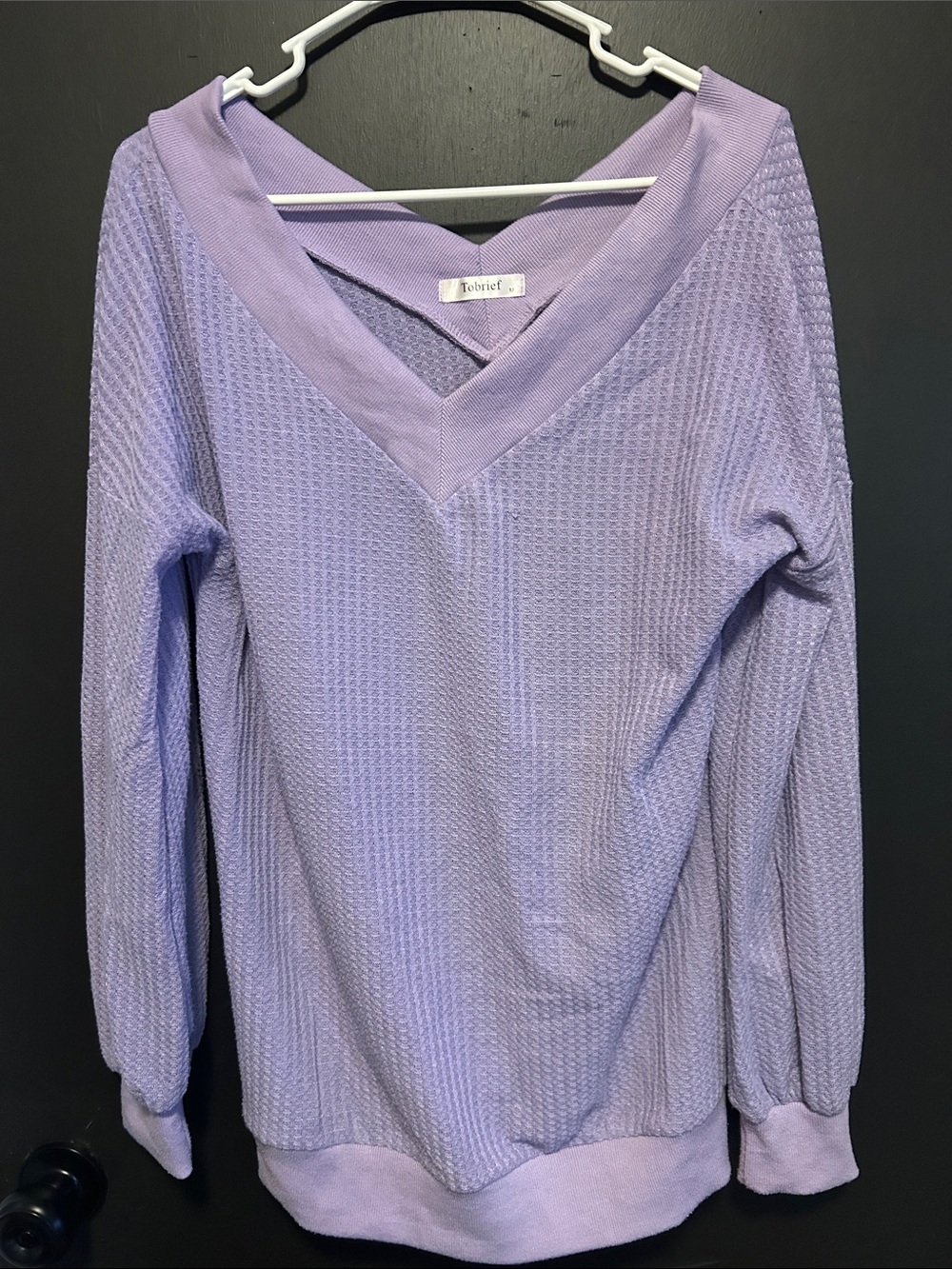 Talbots Light Purple V-Neck Thermal Knit Sweater